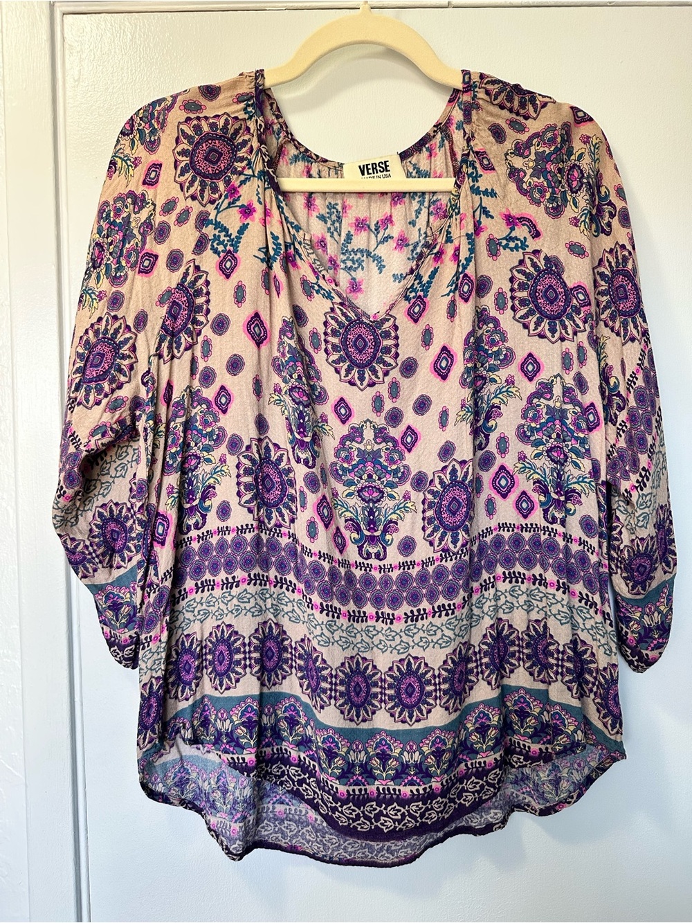 Verse Pink Floral Tunic Top with Purple Accents